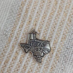 Vintage Texas Map State Charm Sterling Silver El Paso Dallas Houston